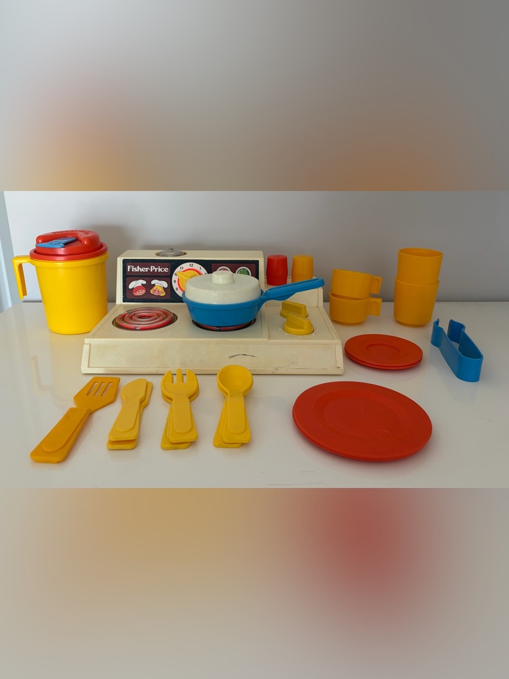 Vintage Fisher-Price "Fun with Food" kitchen set from the 1970s and 1980s